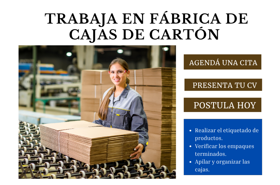 Oportunidad de trabajo en fábrica de cajas de cartón